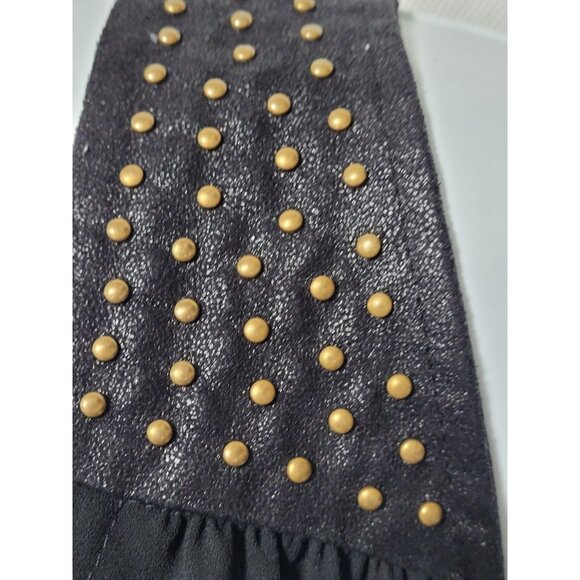 Vintage Y2K Tank Top S Shell Black Studs Hi Low V-Neck Split Back Gauzy - Picture 11 of 12